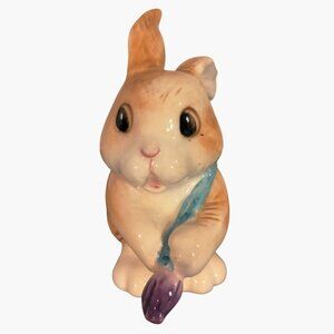 Fitz and Floyd Ceramic Bunny Salt Shaker Easter Rabbit Holding Paint Brush